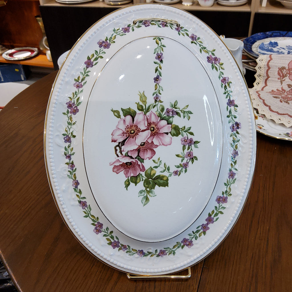 Ridgway "Pink Wild Rose" Oval Display Platter