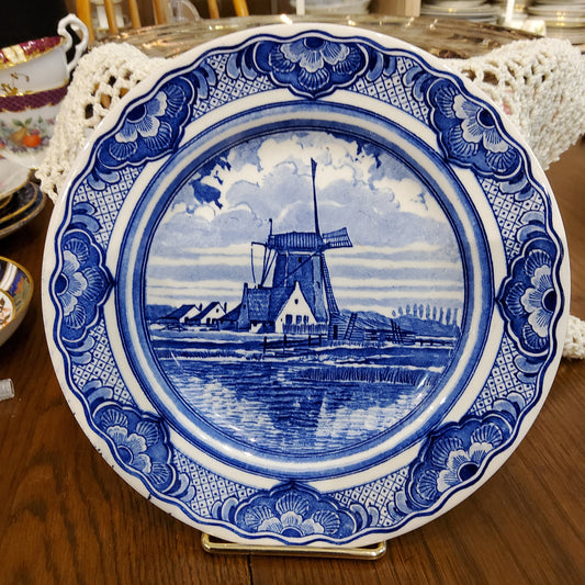 Blue & White  Decorative Plate - Windmill scene
