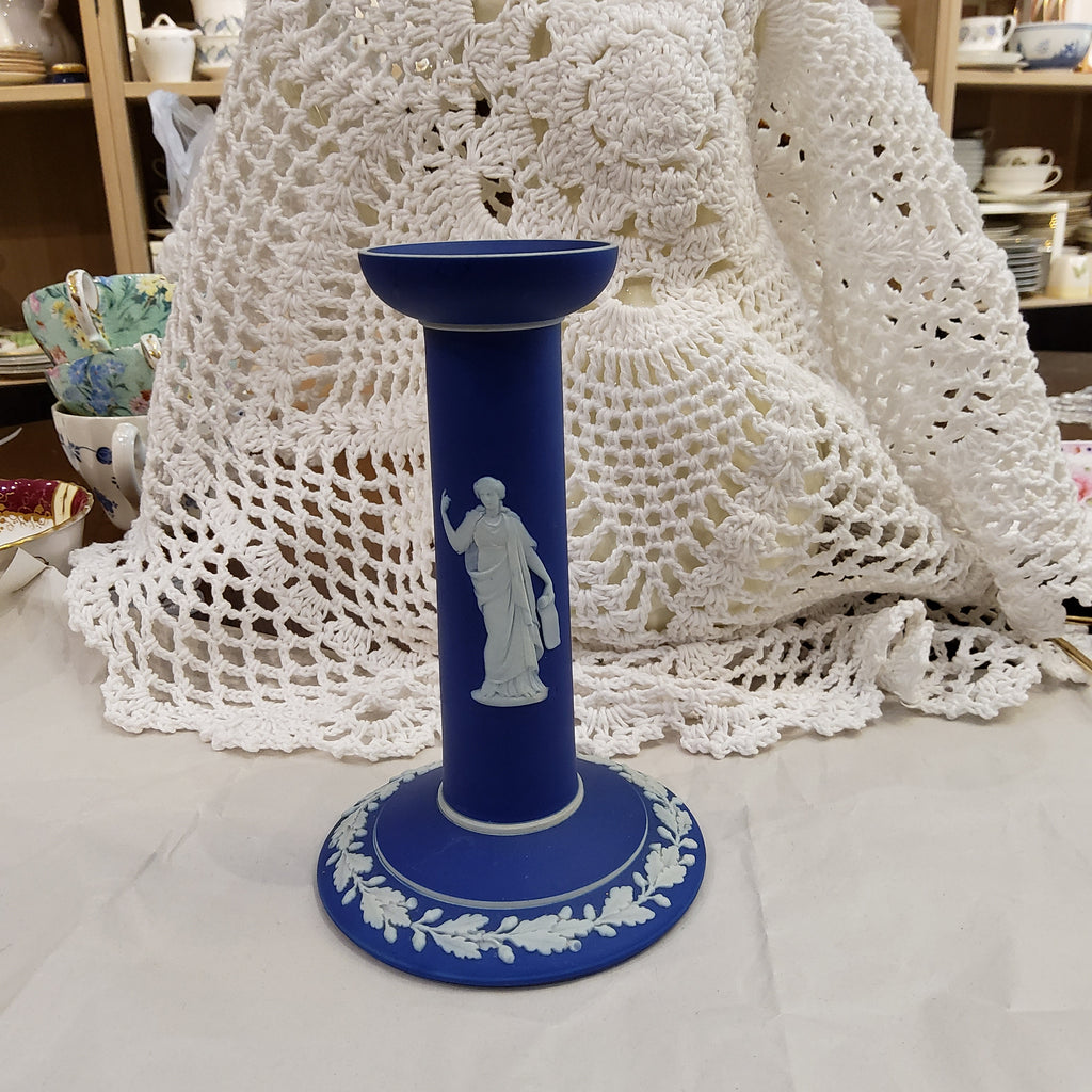 Wedgwood Blue Jasperware Candlestick