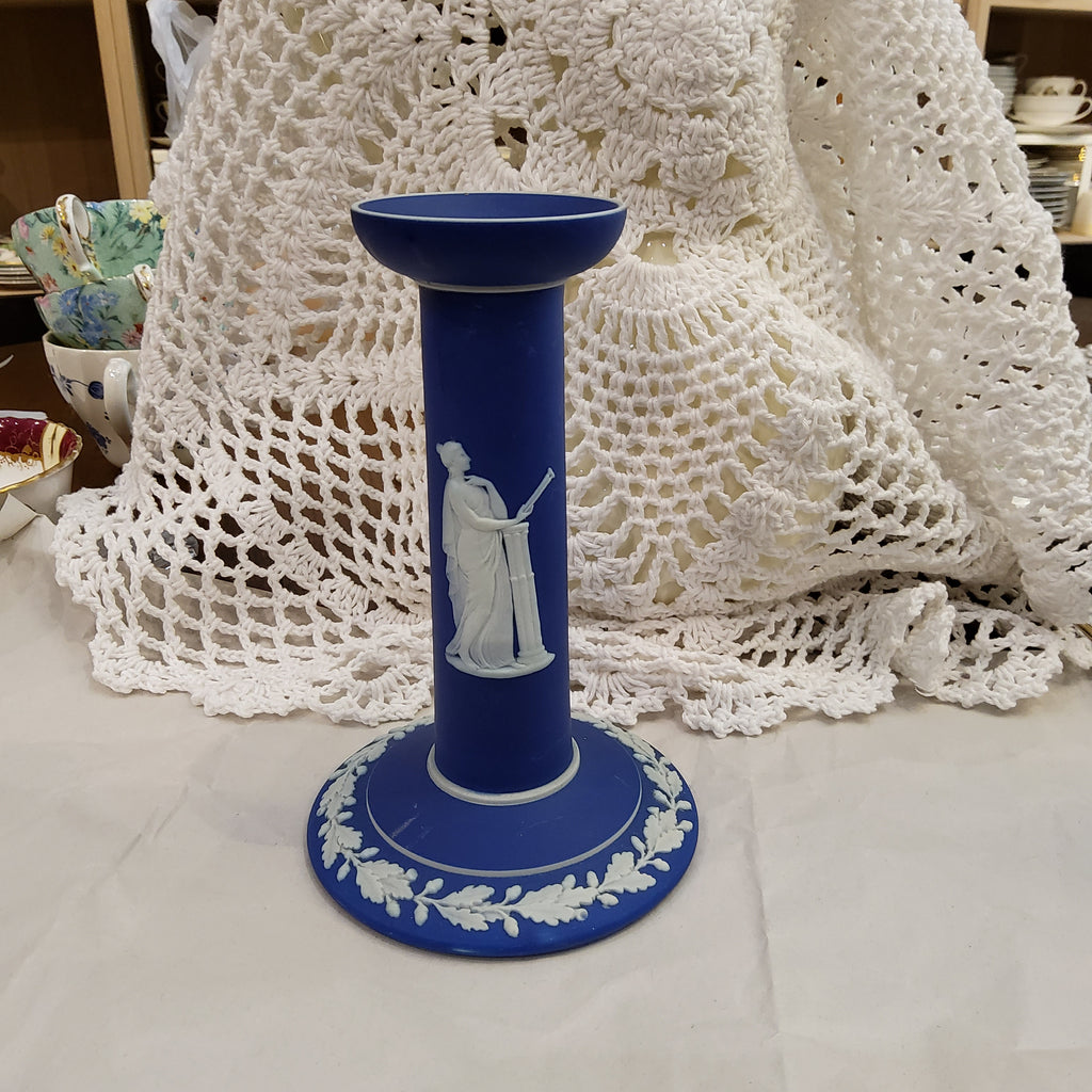 Wedgwood Blue Jasperware Candlestick
