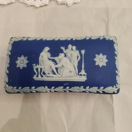 Wedgwood blue Jasperware Trinklet box - c1869