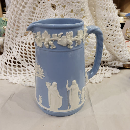 Wedgwood Light Blue Embossed Queen's Ware Jug