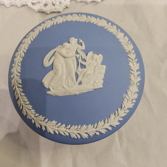 Wedgwood Light Blue Jasperware Round Trinklet Box