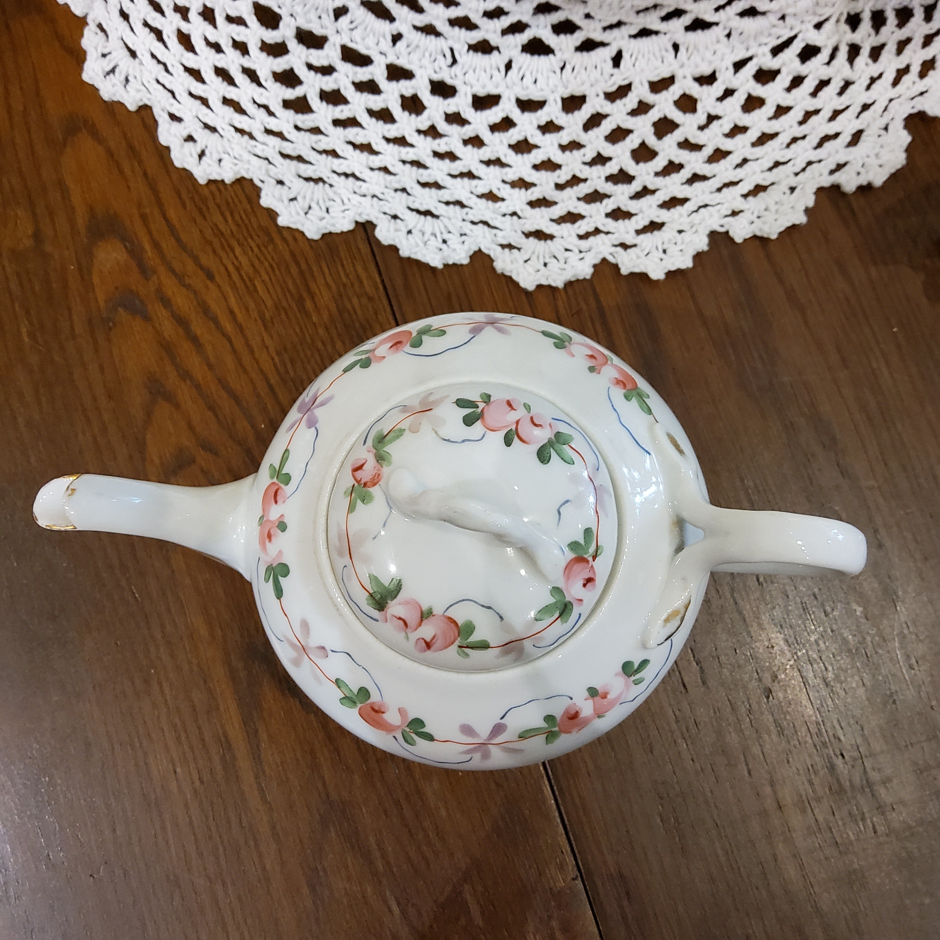 Vintage Hand-painted Floral Teapot