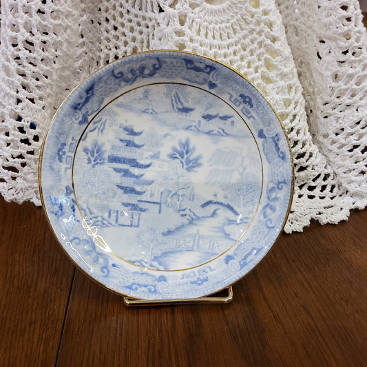 Blue & White Pagoda Scene Plate