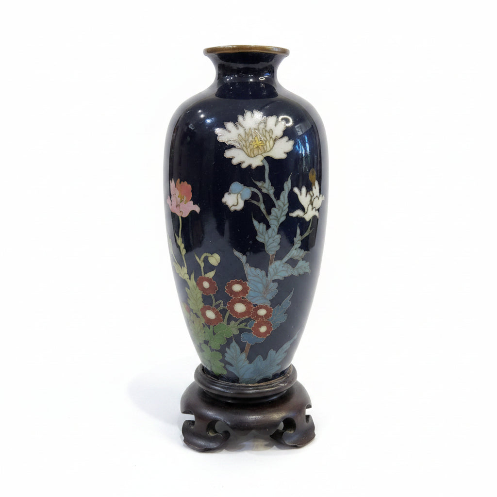 Japanese Cloisonné Enamel Vase on Stand - Meiji Era - 1868–1912