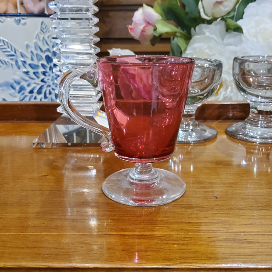Vintage Ruby Red Pedestal Glass Mug