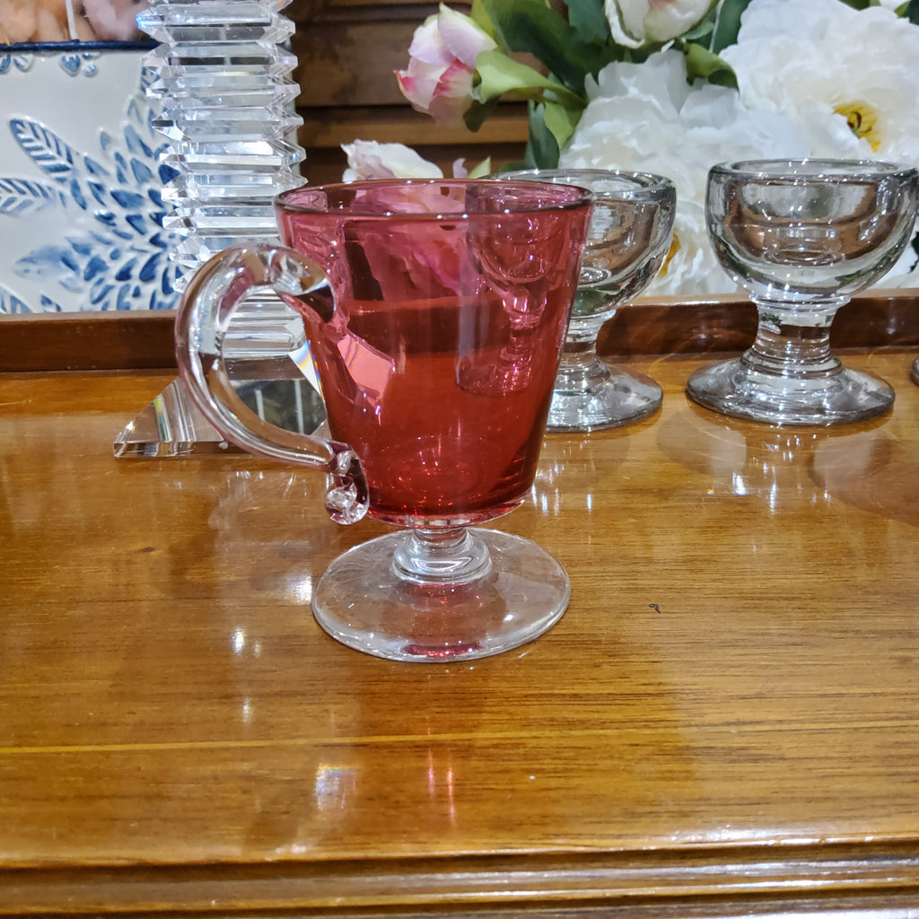 Vintage Ruby Red Pedestal Glass Mug