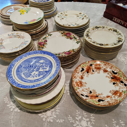 Assorted vintage Cake plate