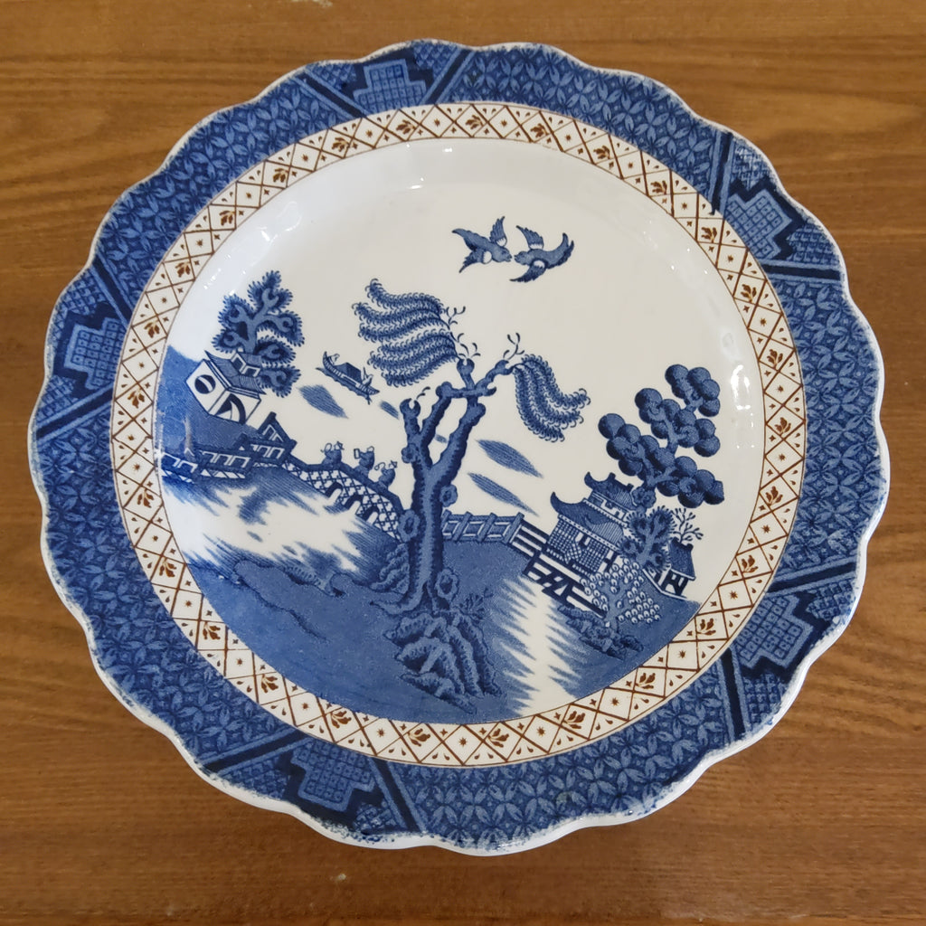 Booths Real Old Willow White Rim cake plate (larger size)