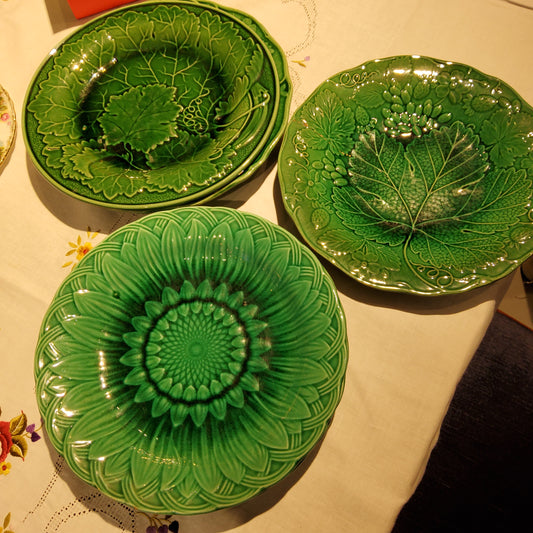 Assorted Antique Green Majolica Plate by Thomas Till