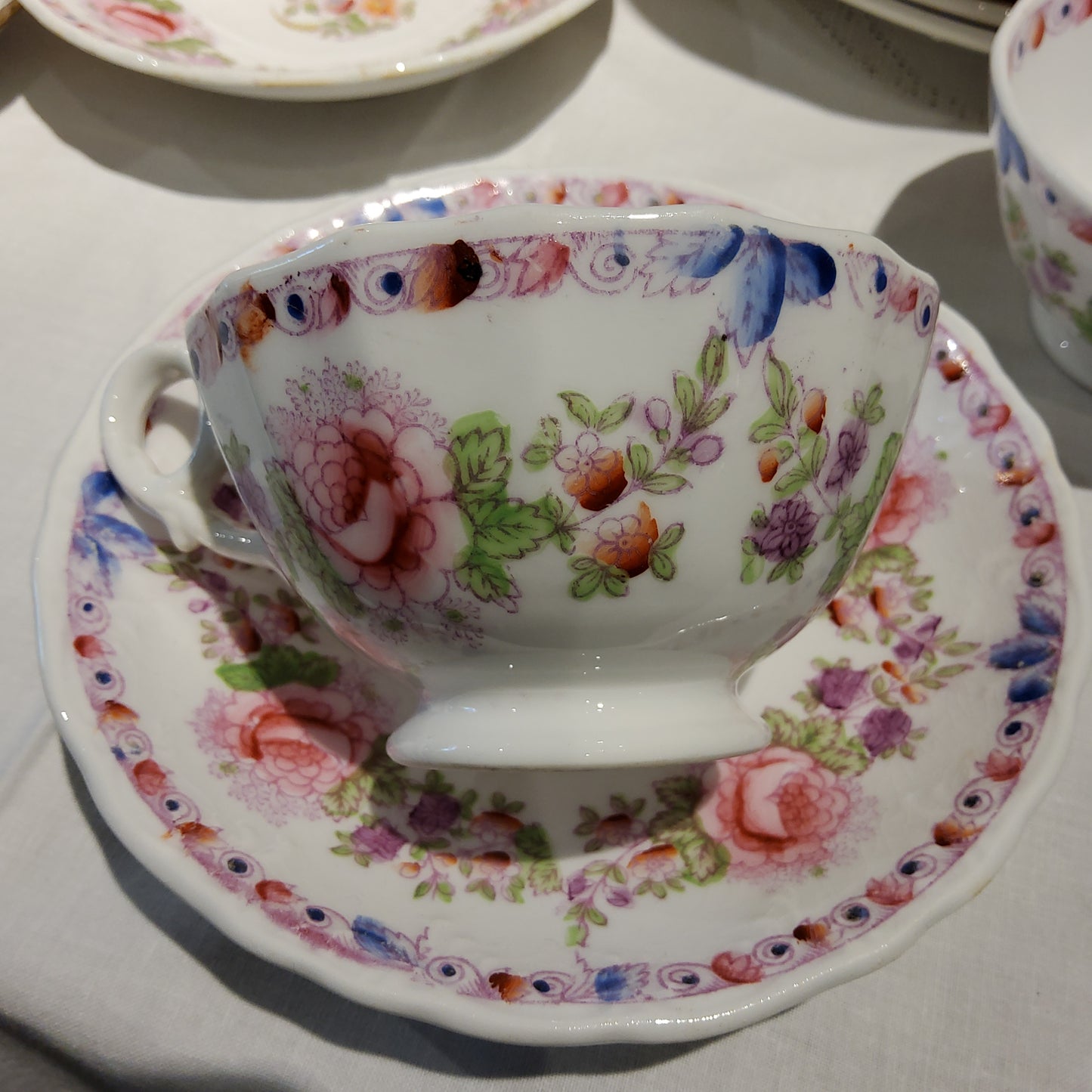 Victorian Hand-Painted Tea Cup Set