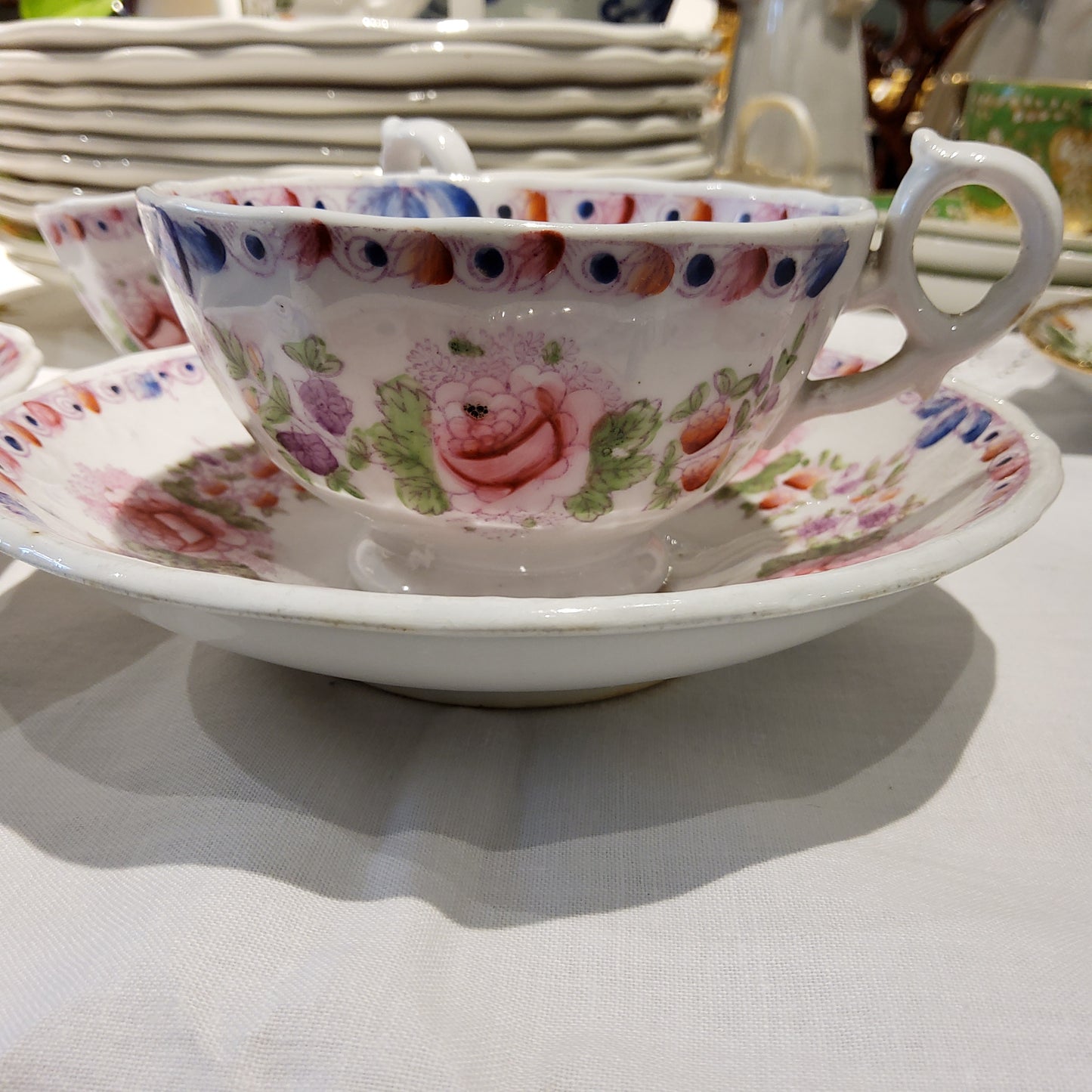 Victorian Hand-Painted Tea Cup Set
