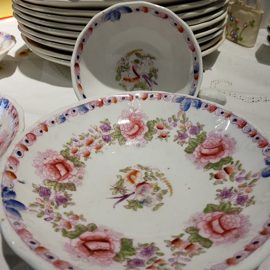 Victorian Hand-Painted Tea Cup Set