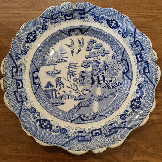 c1826 Antique Blue willow plate of  Opaque Granita Ferry Bridge Donnington Park
