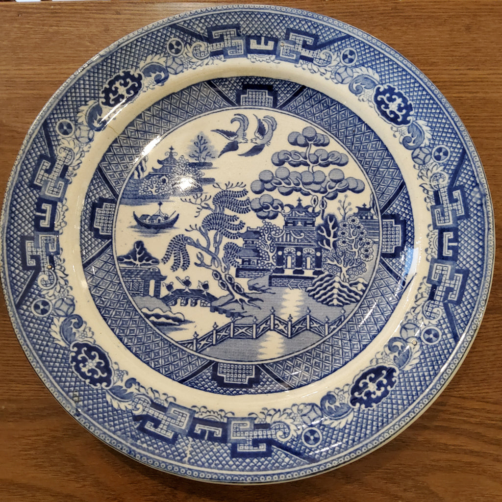 c1820 Blue Willow Antique Dinner Plate