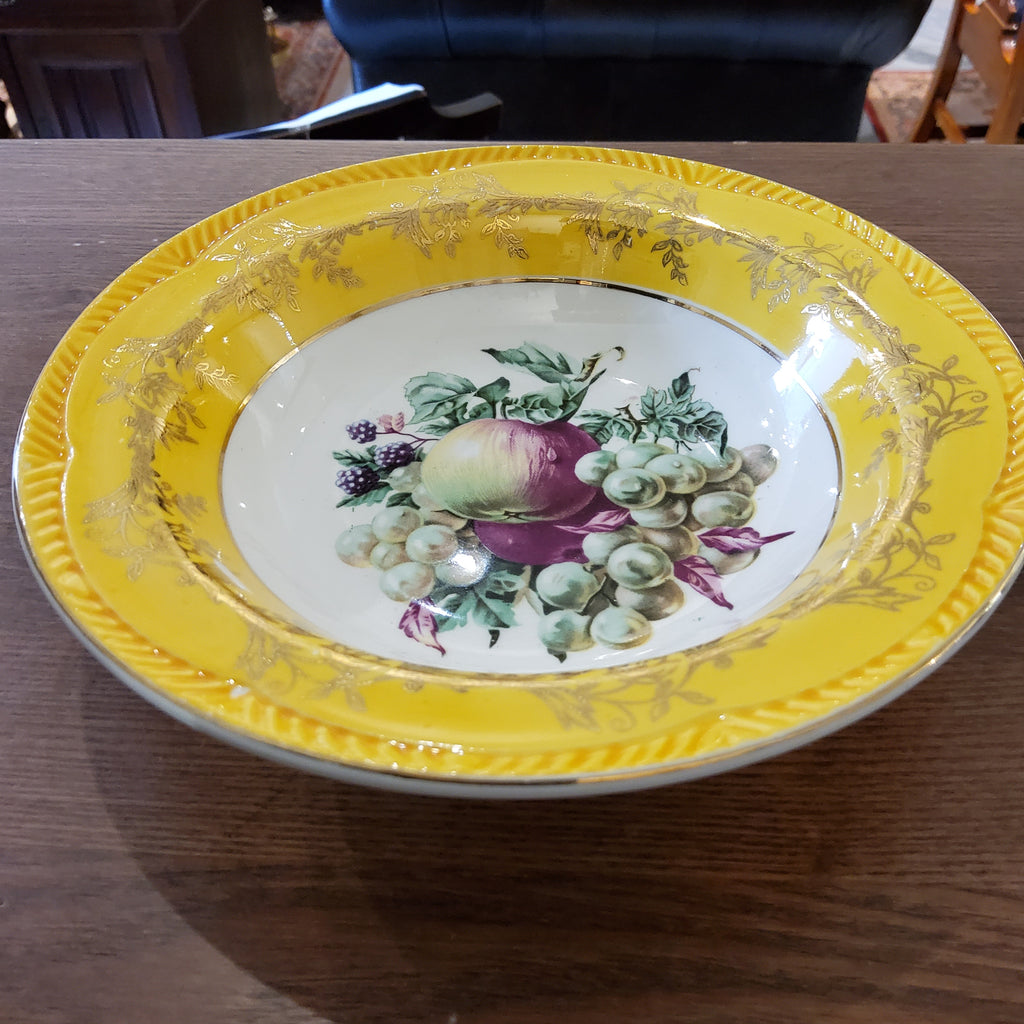 Royal Alma Fruit motif Salad bowl with yellow border
