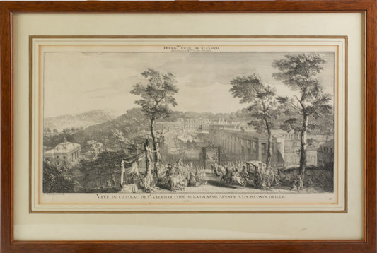 FRENCH 18TH CENTURY ENGRAVING View of St Cloud, property of Duke of Orlean by J. Rigand, 1730