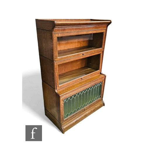 1920s oak sectional three tier oak bookcase/ Display cabinet