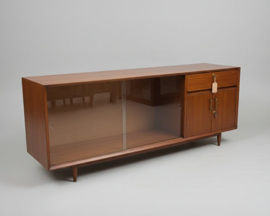 1950 Mid Century Side Broad Heavy Teak with Display glass