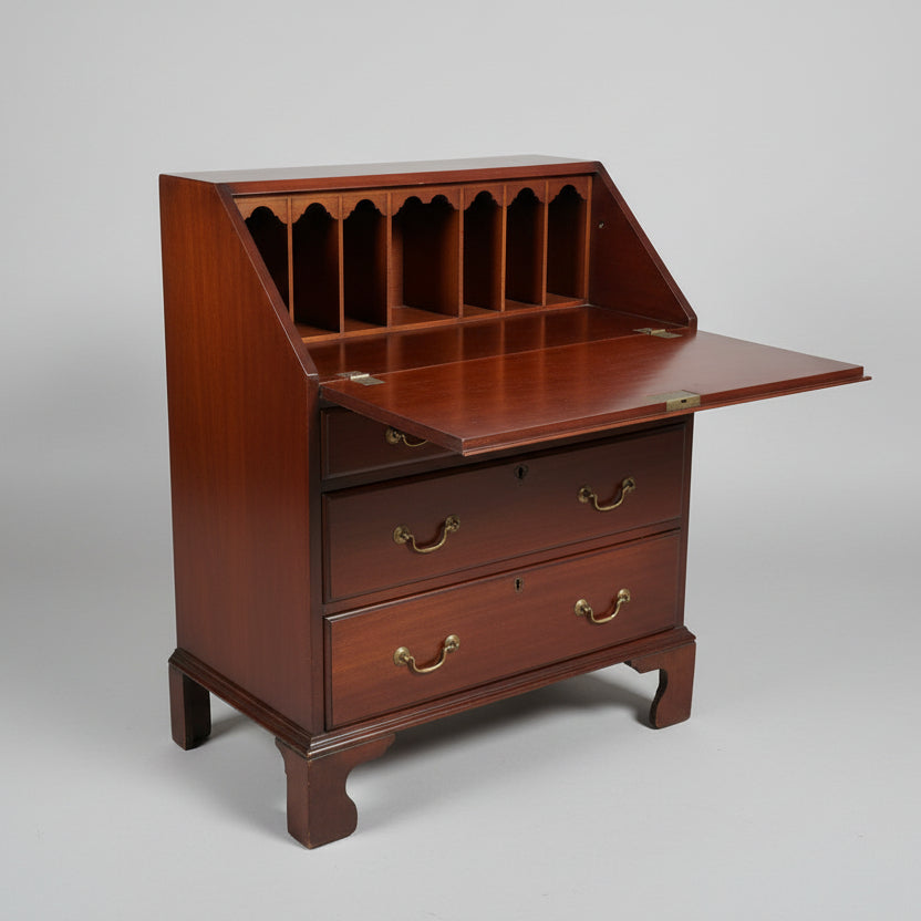 19th C. Diminutive Desk with Satinwood Inlaid Bureau Top Down