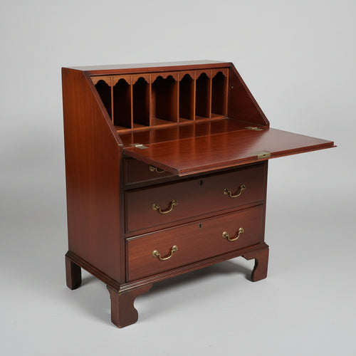 19th C. Diminutive Desk with Satinwood Inlaid Bureau Top Down