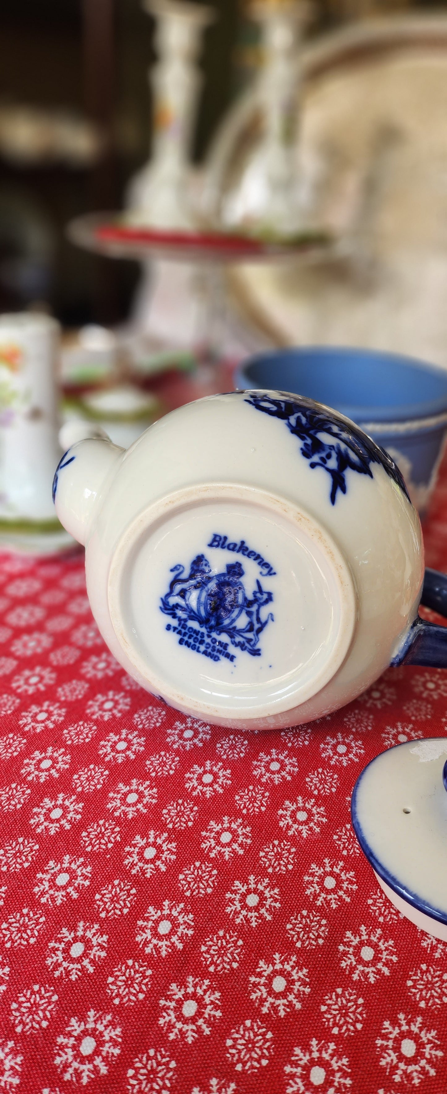 Vintage blue and white teapot