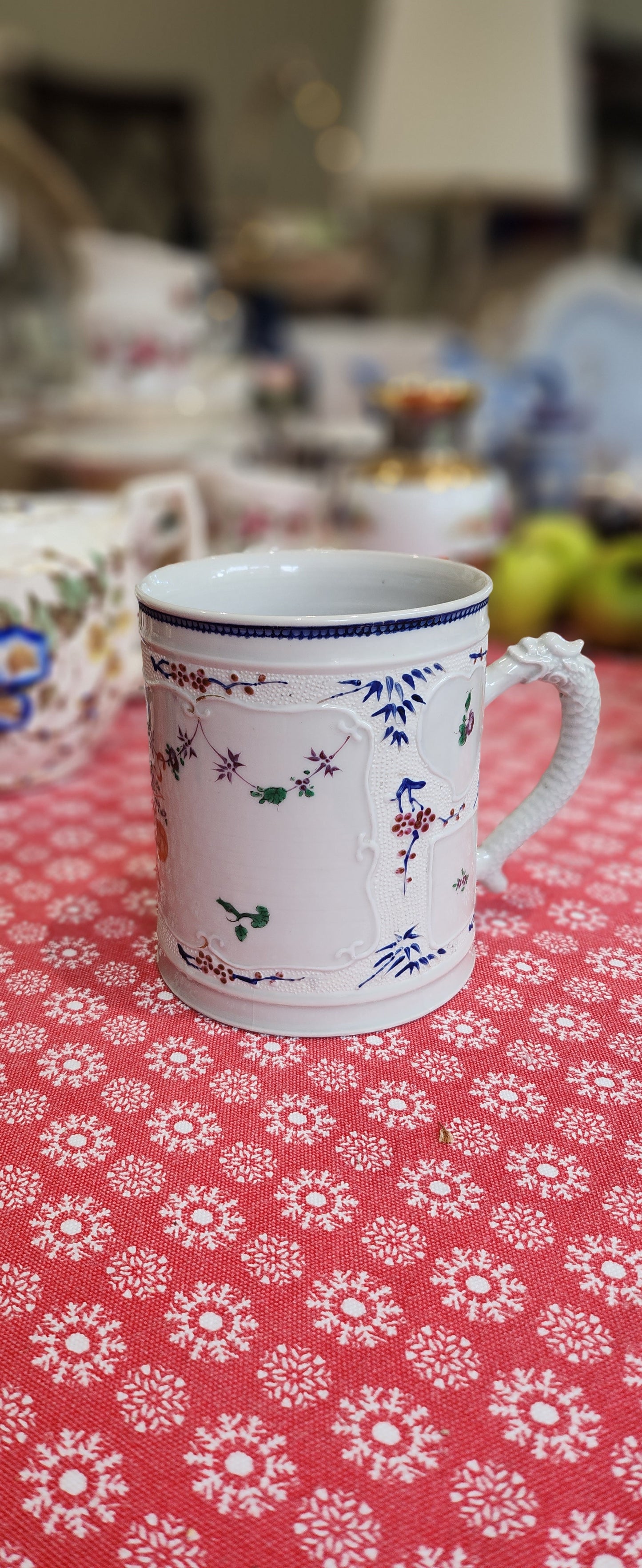 Rare 18th century tankard mug, handpainted. VGC