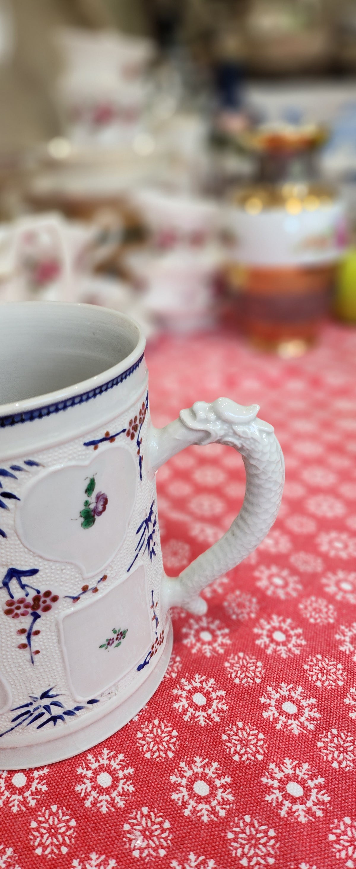Rare 18th century tankard mug, handpainted. VGC