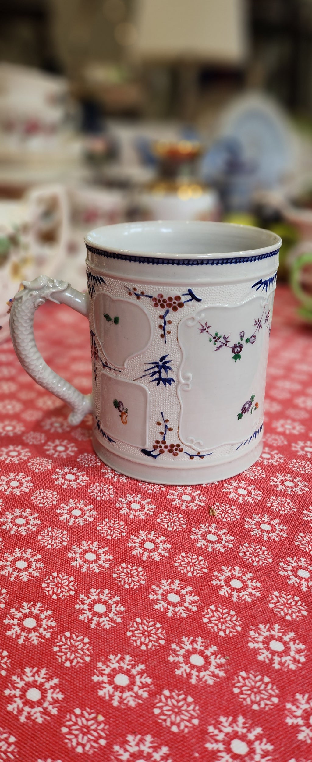 Rare 18th century tankard mug, handpainted. VGC