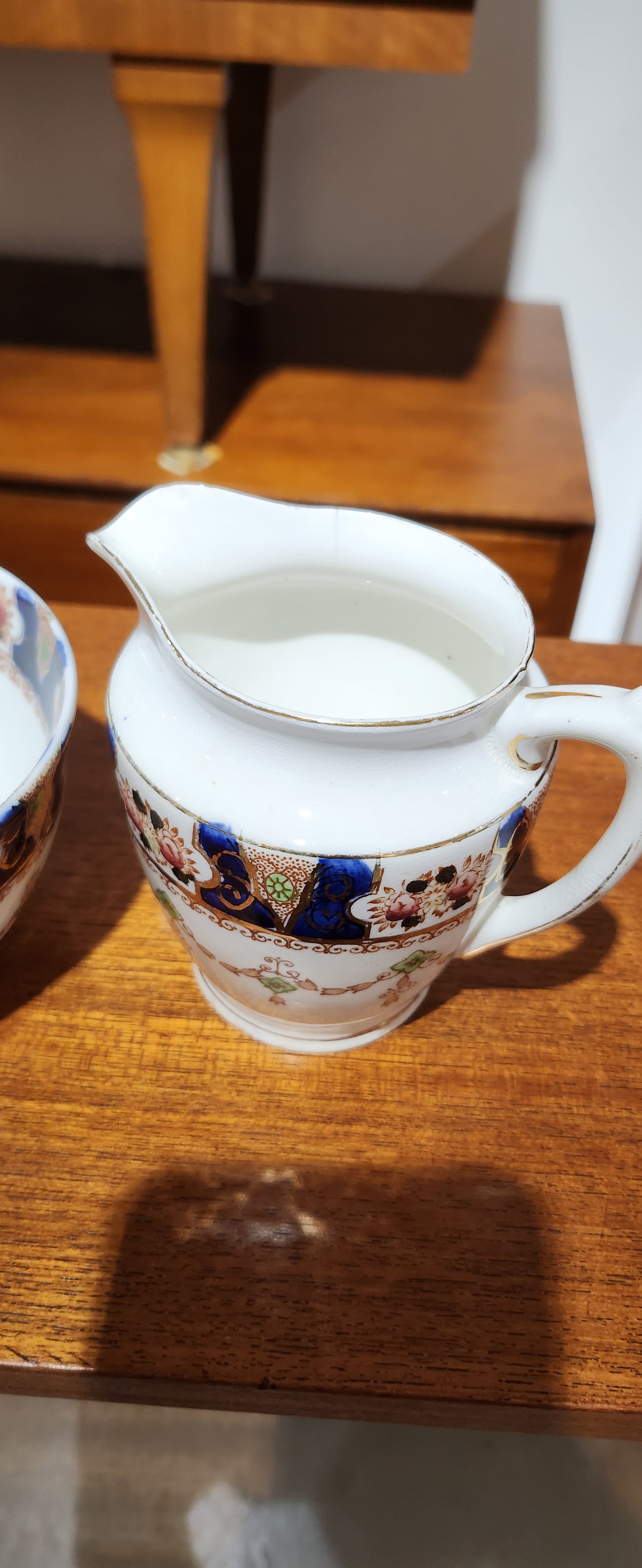Antique blue cobalt milk jug and sugar bowl