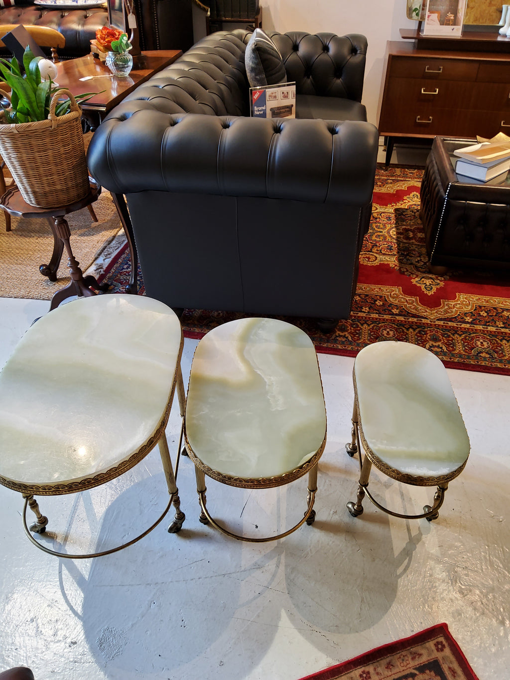Nesting Tables in Bronze, Brass and Marble top