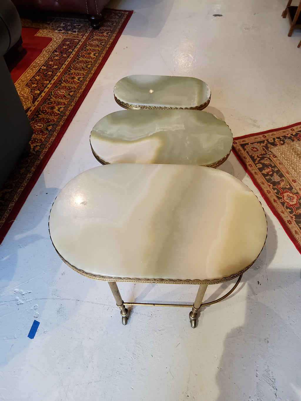 Nesting Tables in Bronze, Brass and Marble top