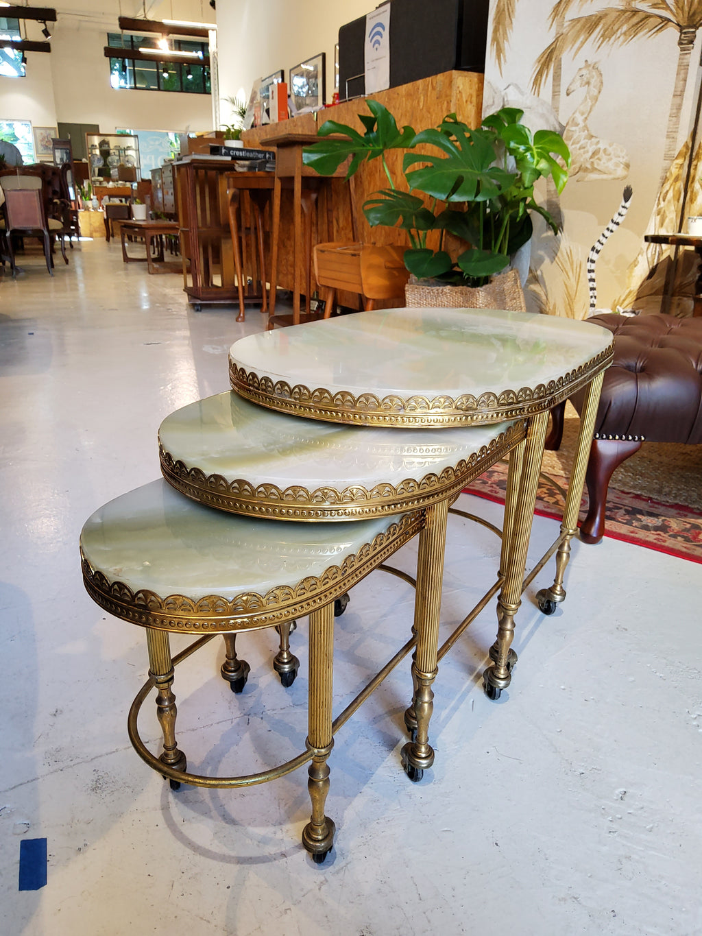 Nesting Tables in Bronze, Brass and Marble top