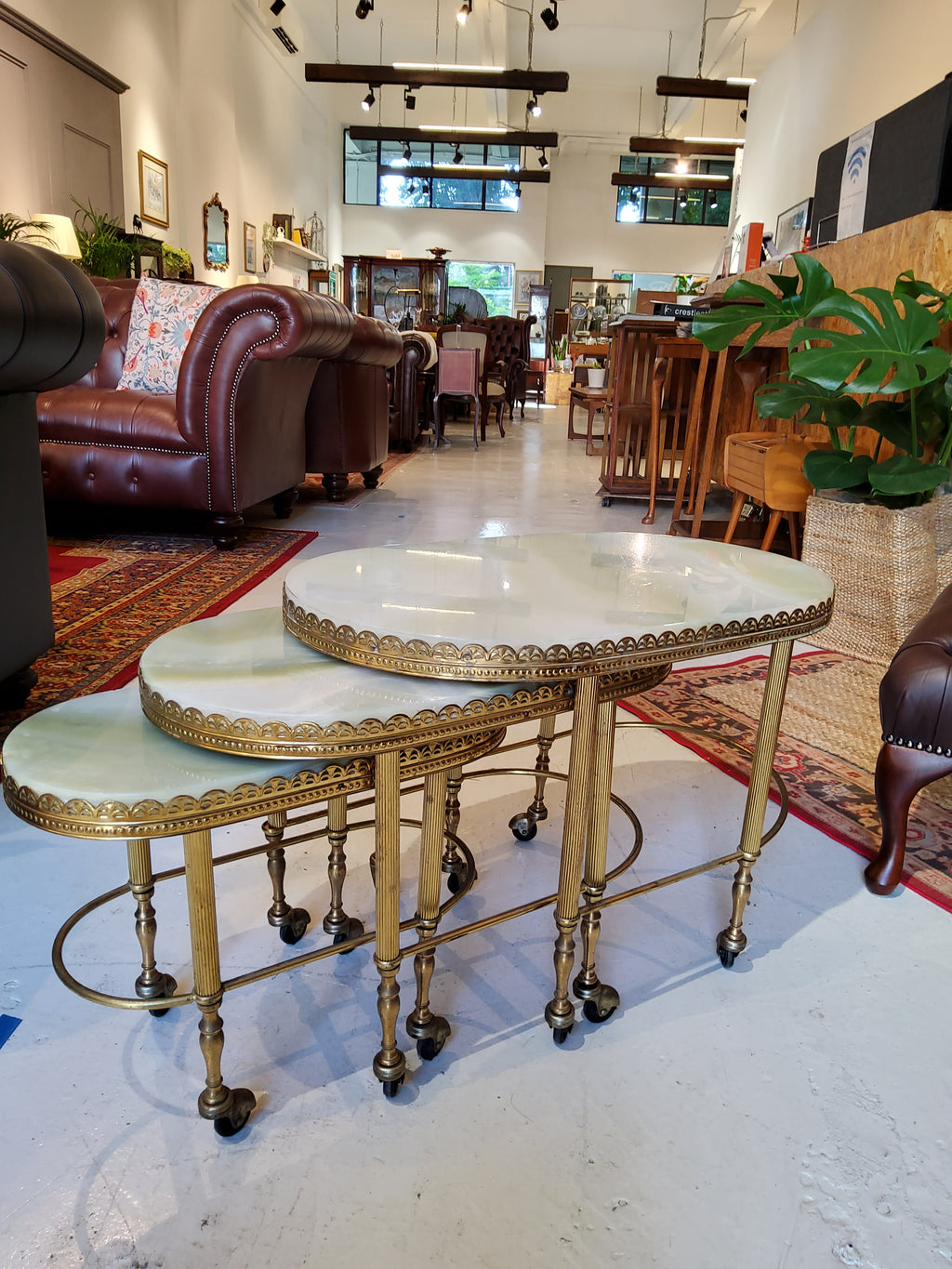Nesting Tables in Bronze, Brass and Marble top