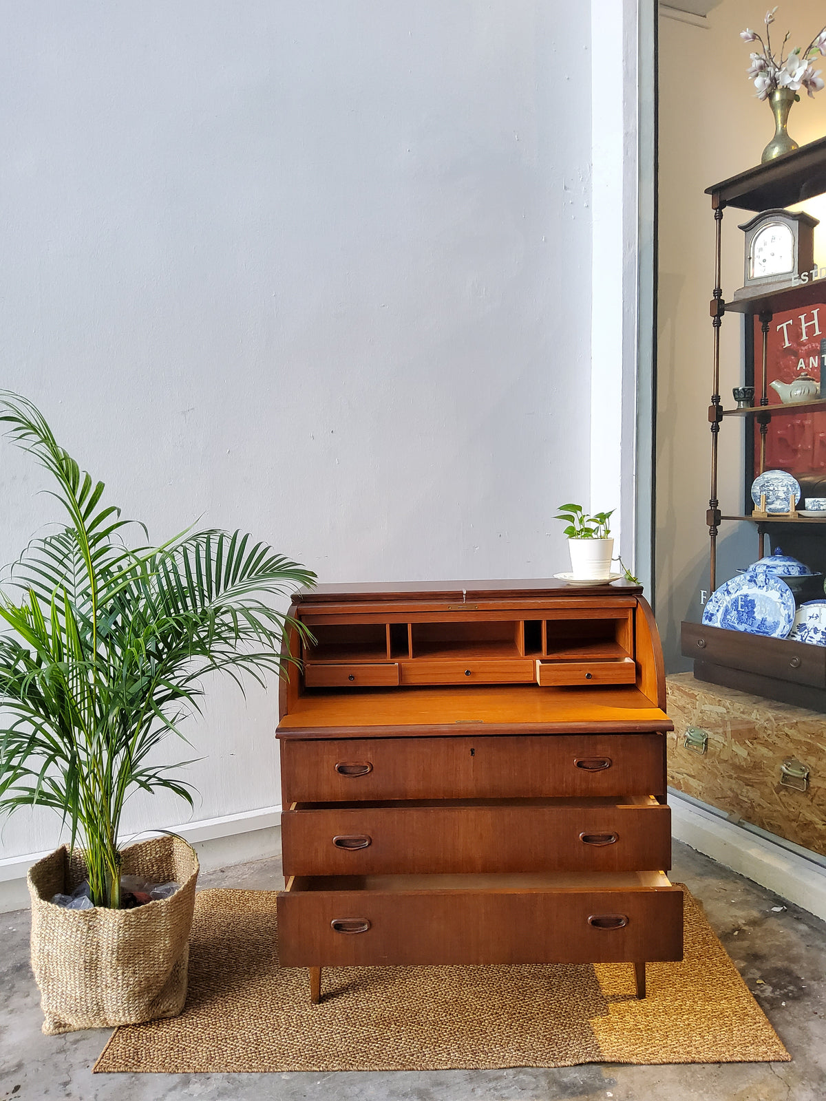 Mid Century Rosewood Cylinder Roll Top Desk-Sweden