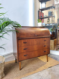 Mid Century Rosewood Cylinder Roll Top Desk-Sweden