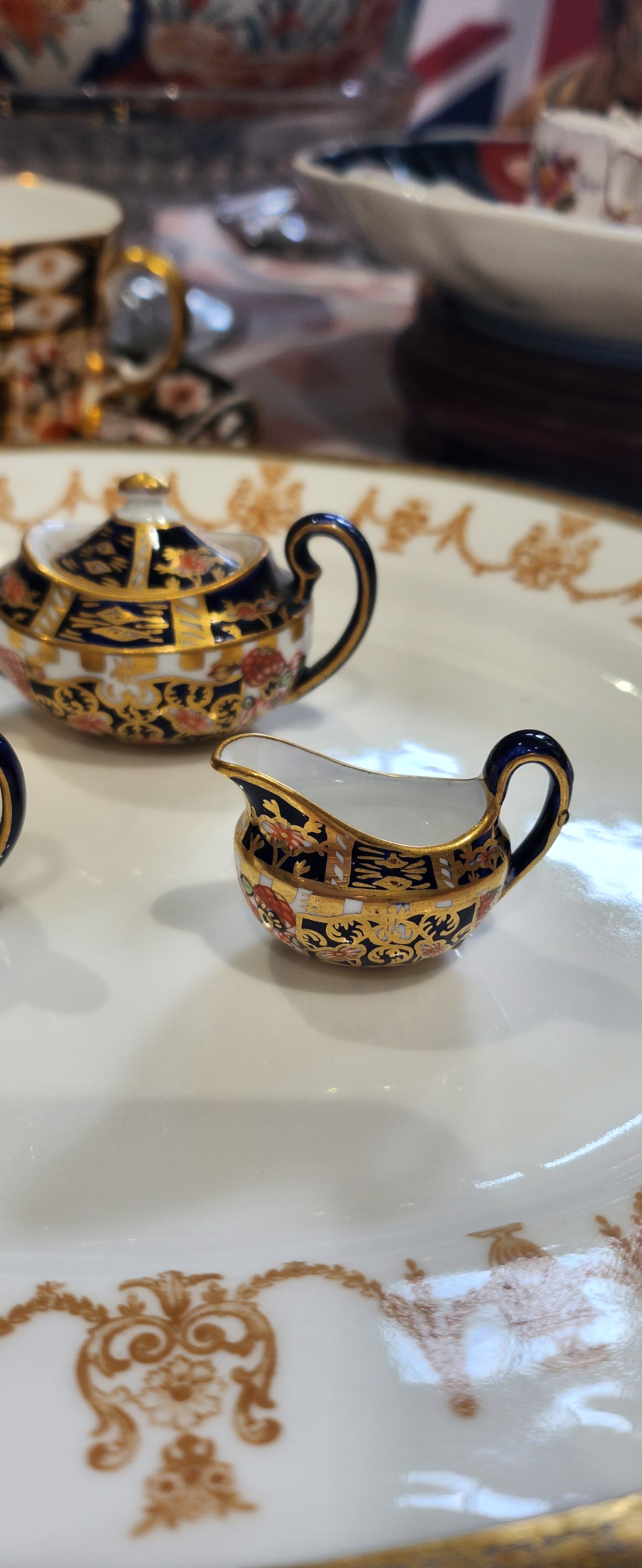 Rare Crown Derby Imari hand Painted MINI collector teapot + Milk Jug and sugarbowl with lid