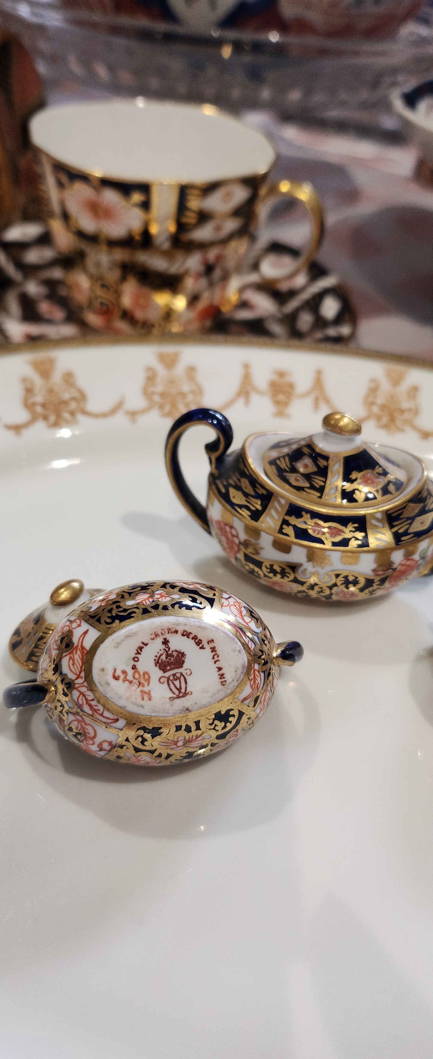 Rare Crown Derby Imari hand Painted MINI collector teapot + Milk Jug and sugarbowl with lid