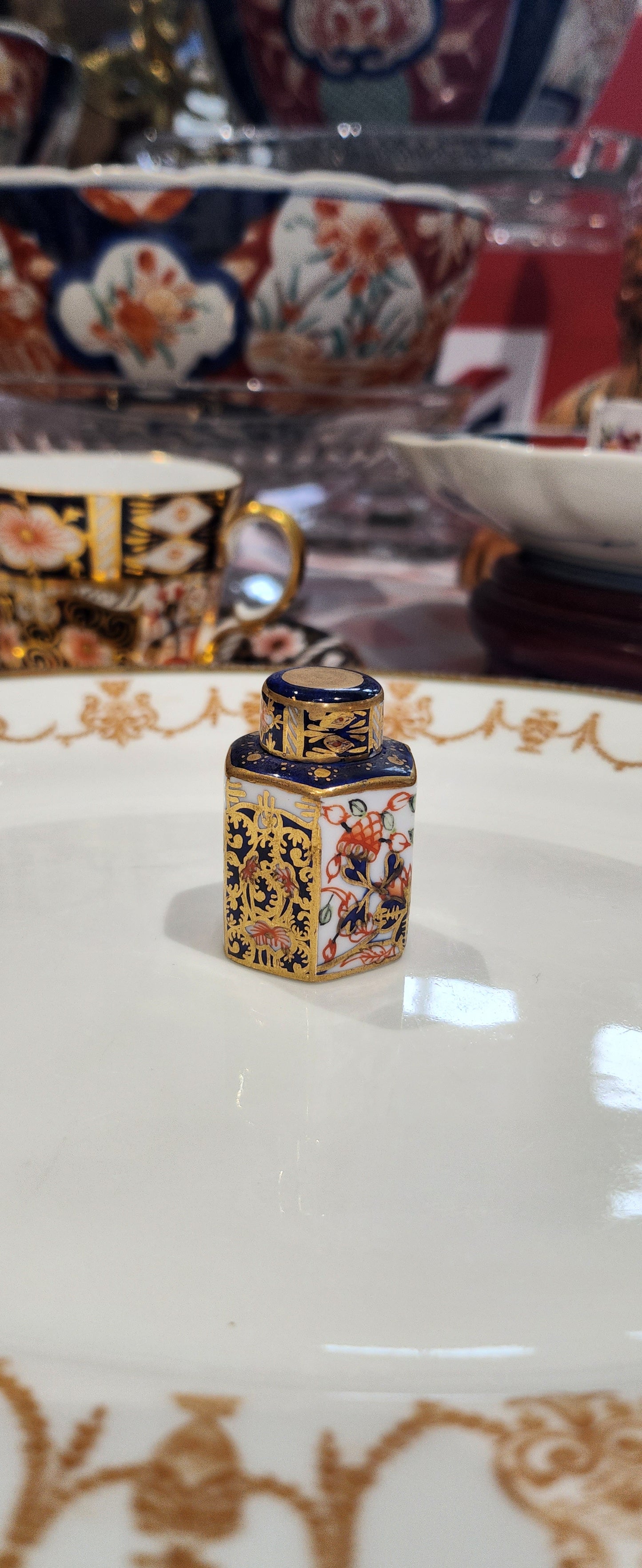 Rare Crown Derby MINI tea canister