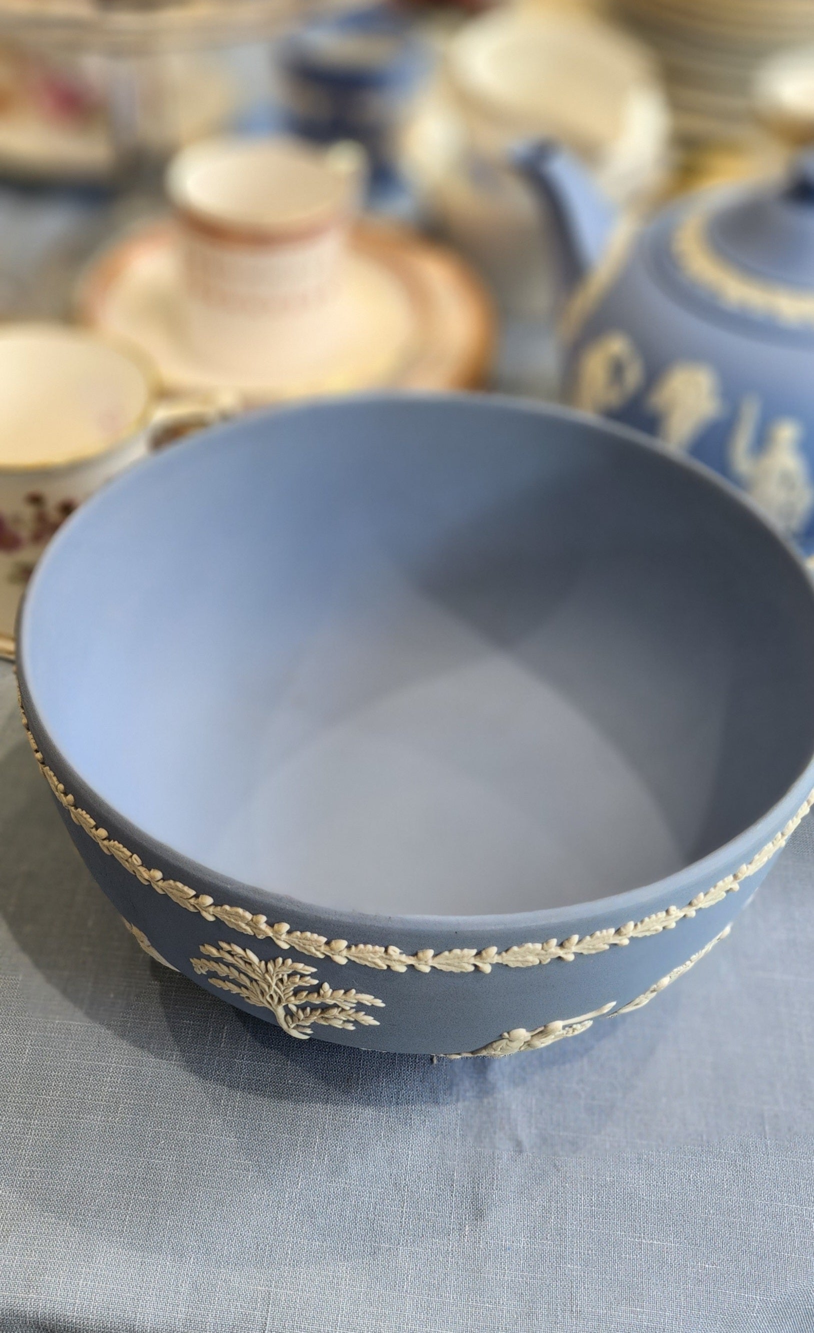 Wedgwood Jasperware light blue big fruit bowl