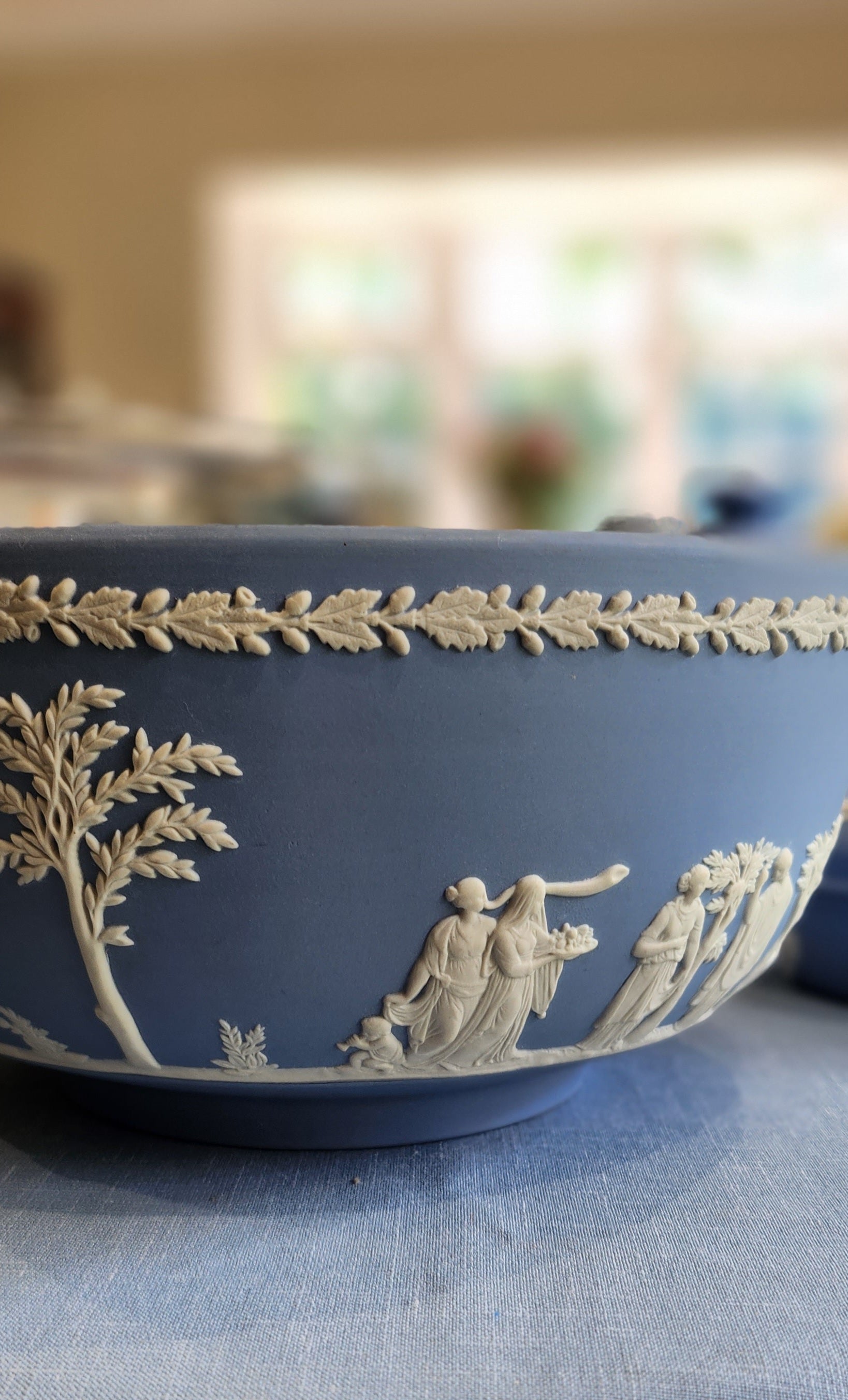 Wedgwood Jasperware light blue big fruit bowl