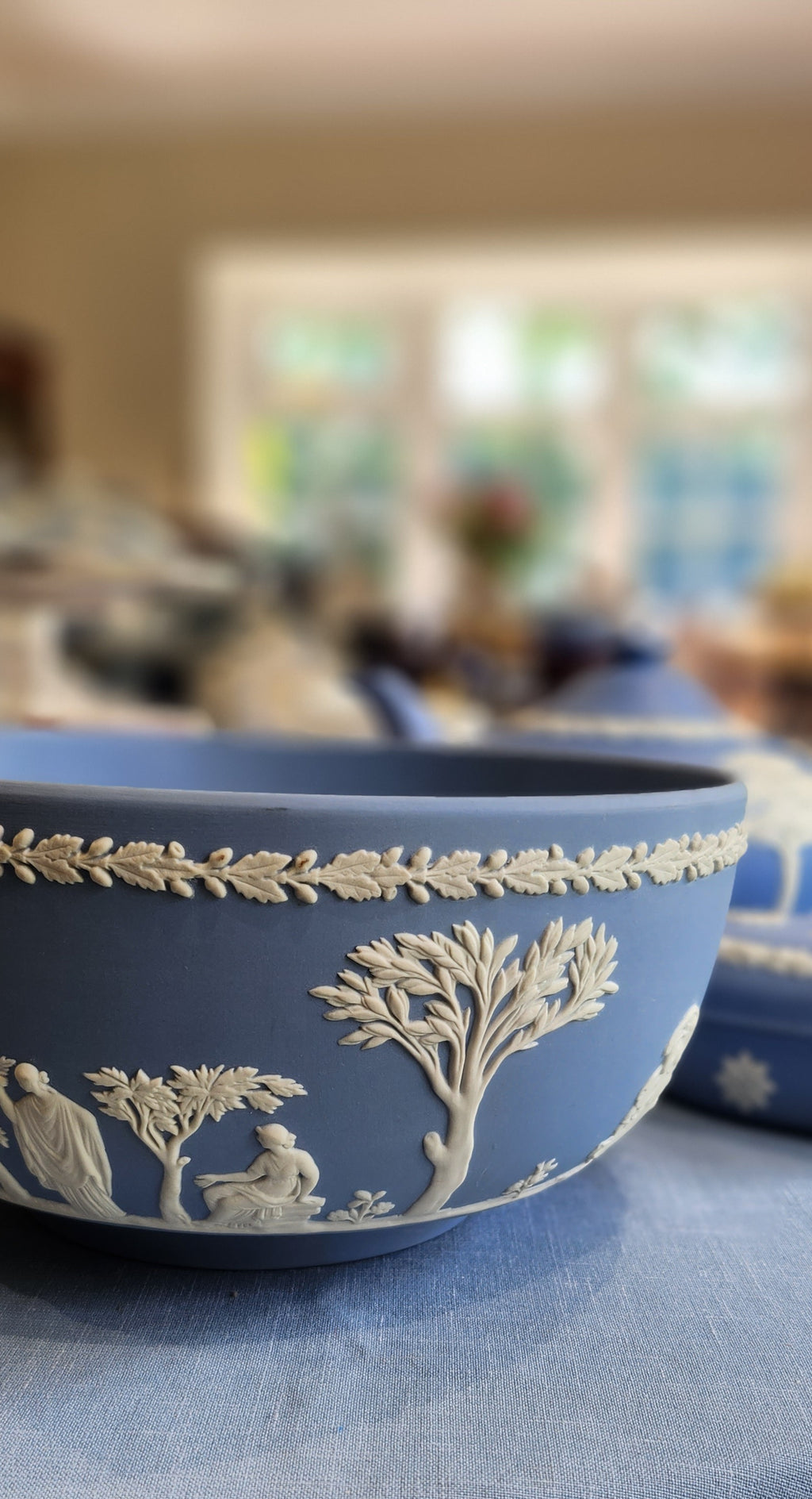 Wedgwood Jasperware light blue big fruit bowl
