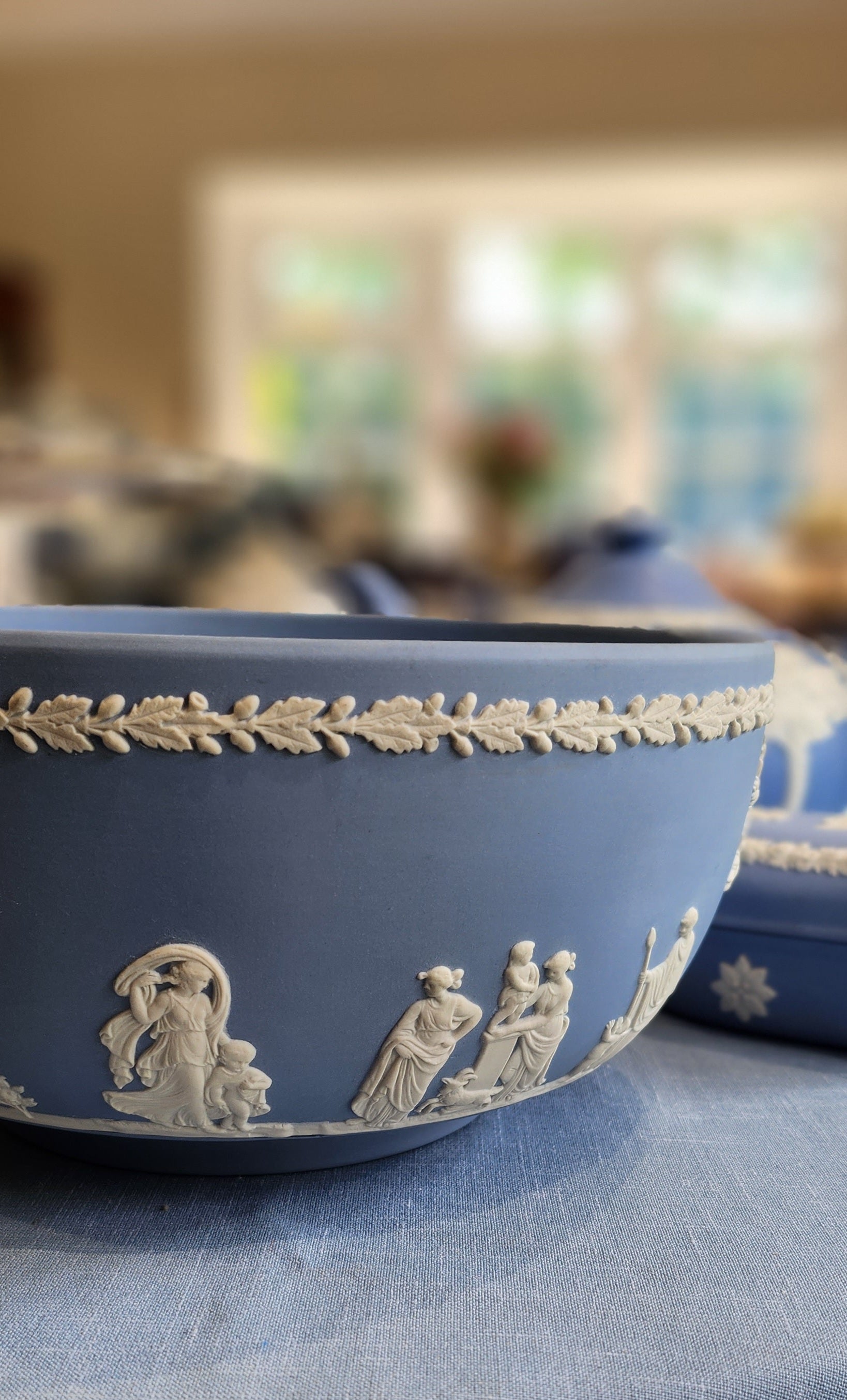 Wedgwood Jasperware light blue big fruit bowl