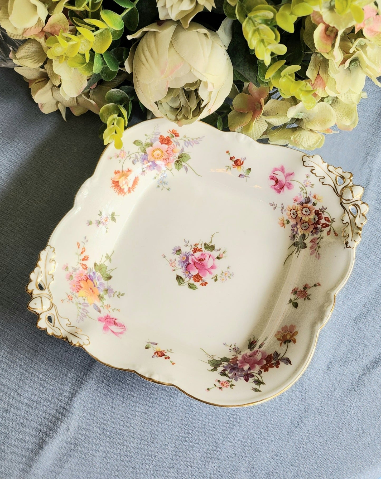 Rare Crown Derby "Posies " Square serving plate