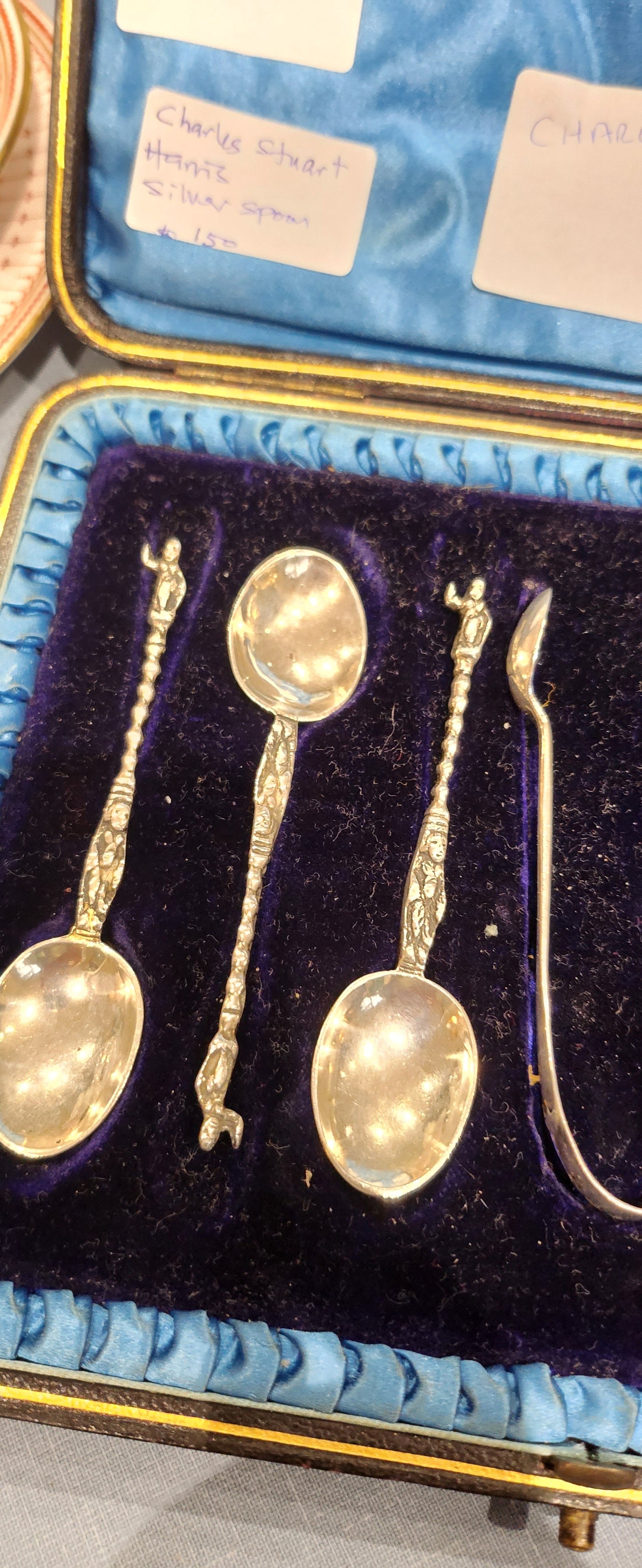 Charles Harris and Son Hallmark Silver desert spoon with tong