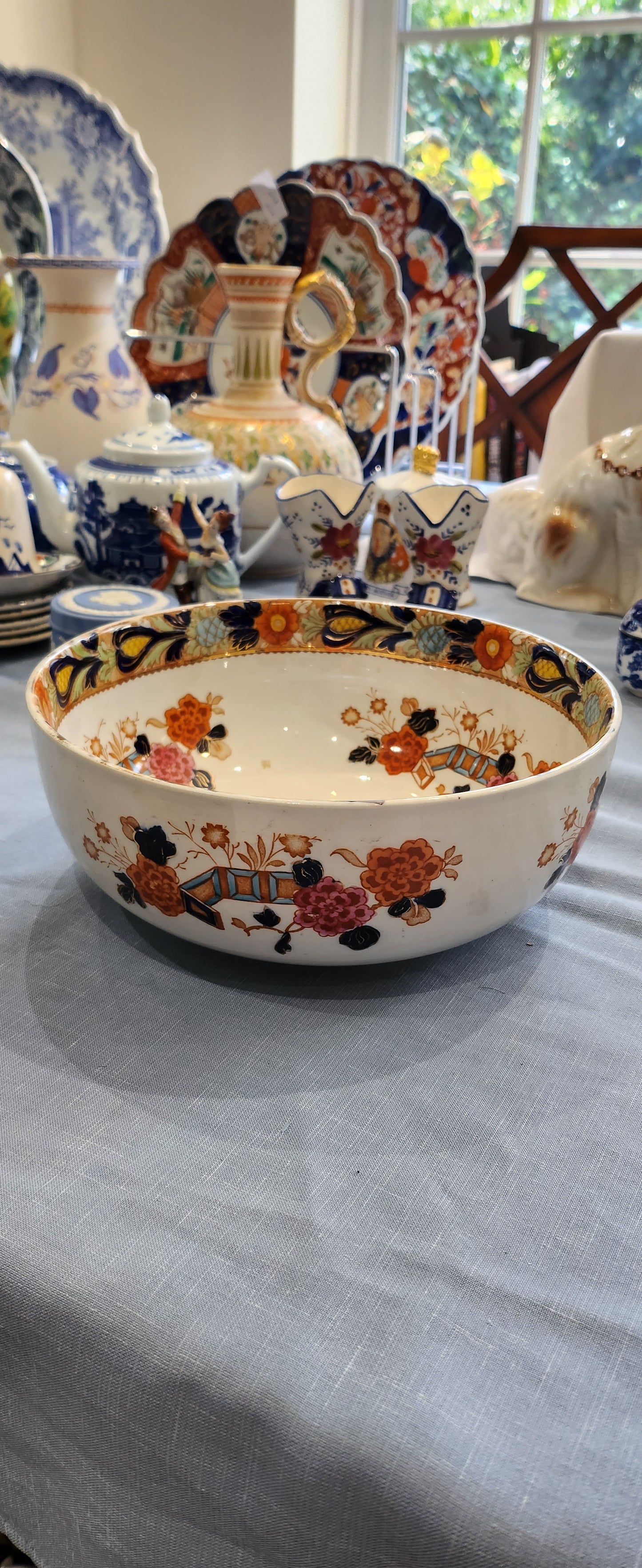 19th century Wood And Son handpainted big bowl