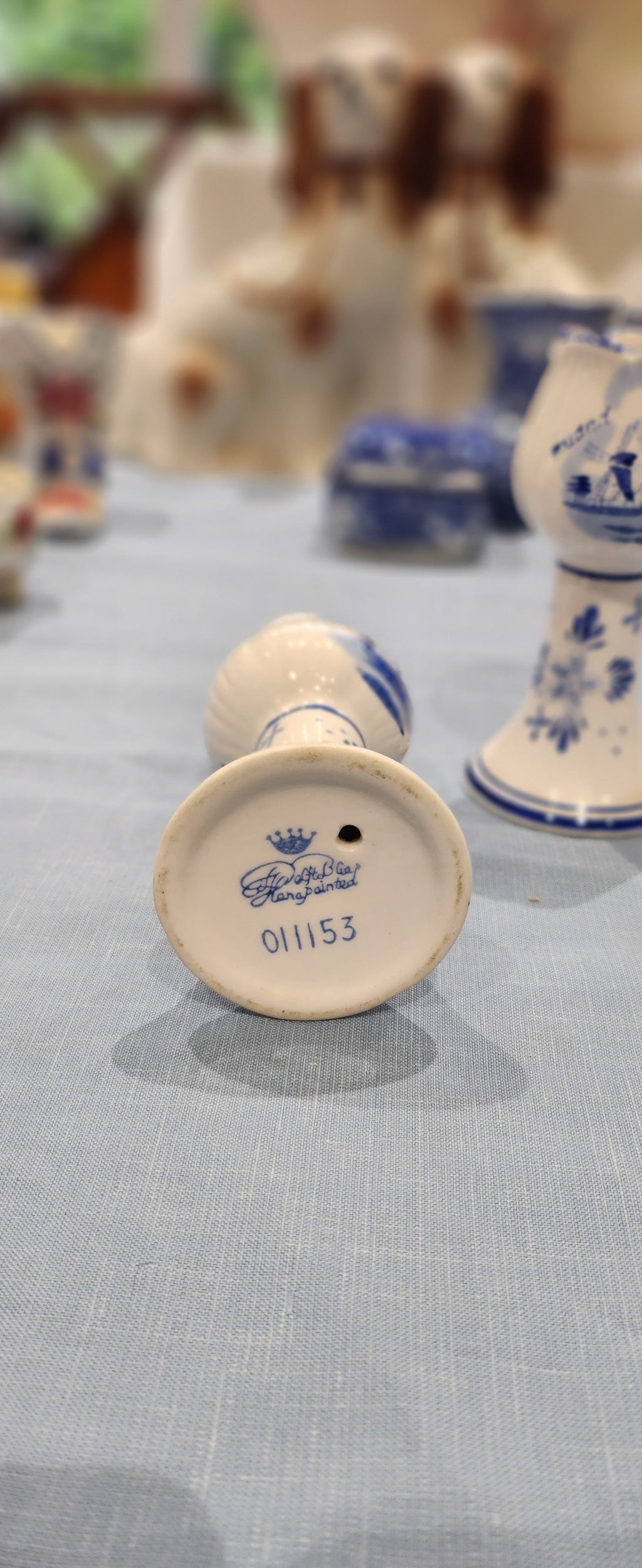 Vintage Delft Blue Tulip Candlestick Candle Holders Windmills Set of 2 Porcelain