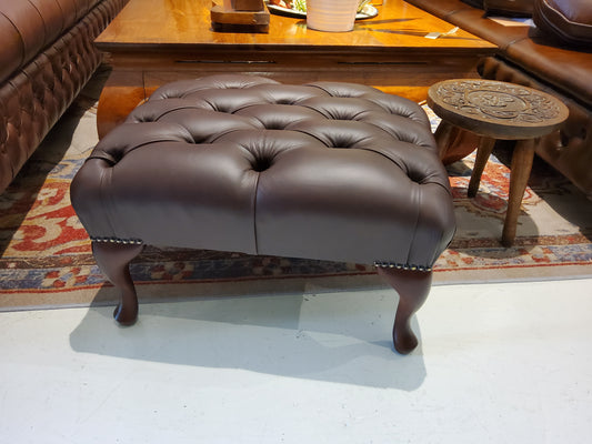 Footstool without storage - Antique leather brown.