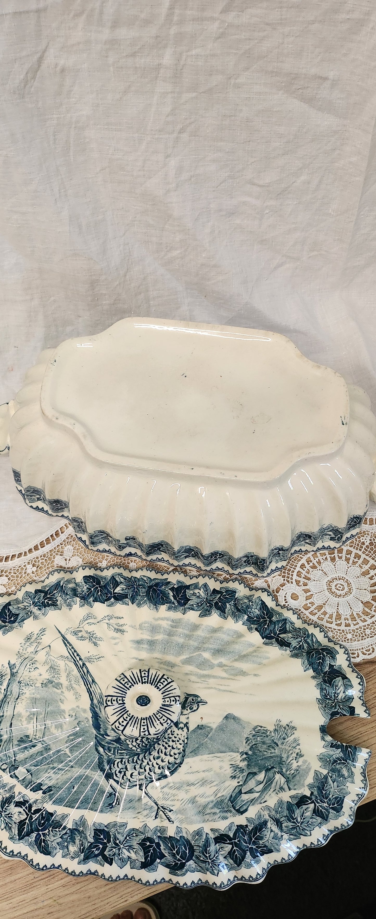 Whimsical Rare Spode Copeland wild birds series big tureen /serving dish- with defect under the lid cover